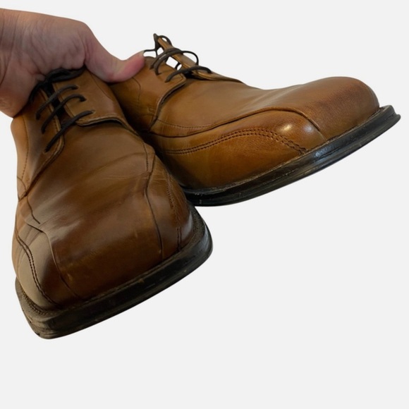 Johnston & Murphy Men's Brown Leather Dress Oxfords Square Bicycle Toe Shoes 8.5 - Picture 5 of 9